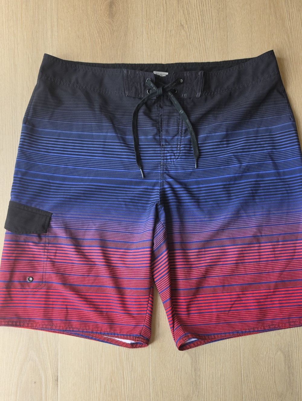 Hang Ten Men's Ombre Stripe Board Shorts in Blue and Red